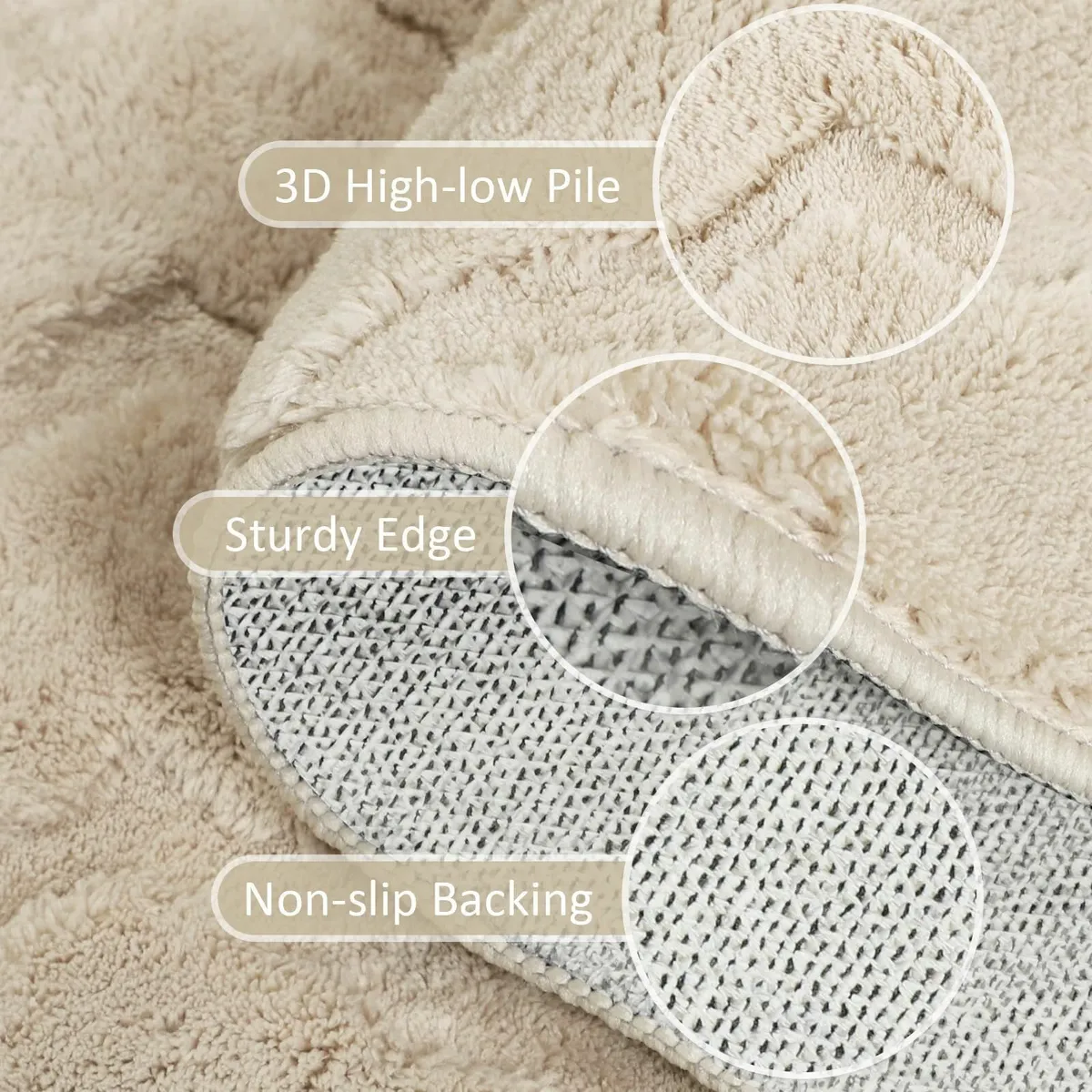 Washable Rugs Living Room Large 160x230 cm Beige - Image 4