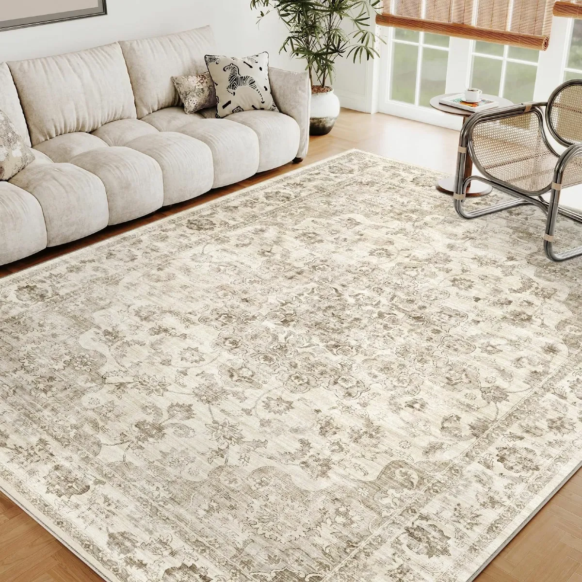 Vintage Rugs Living Room Beige Large Area Rug - Image 1