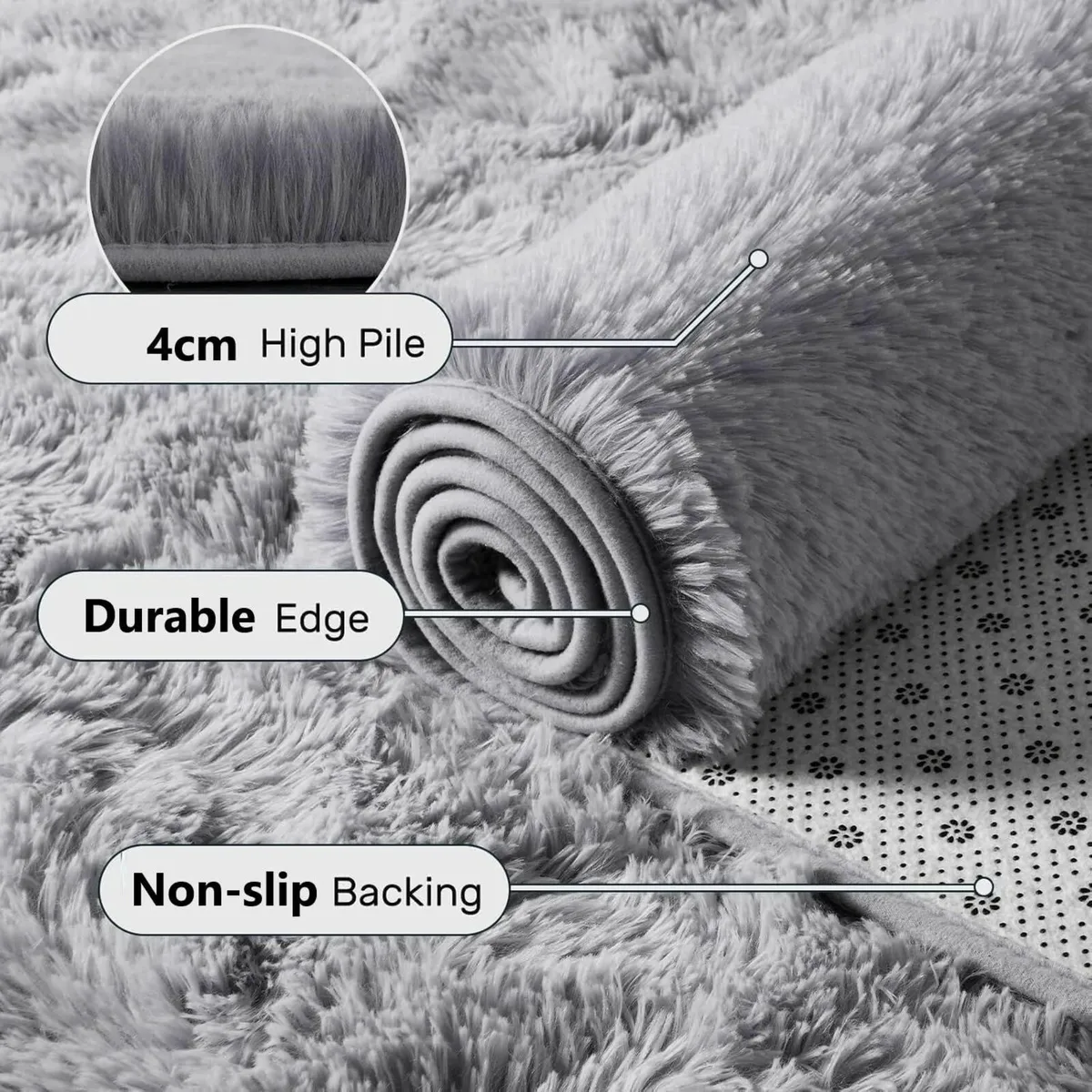 Fluffy Shaggy Rugs Living Room Large Anti Slip - Image 2