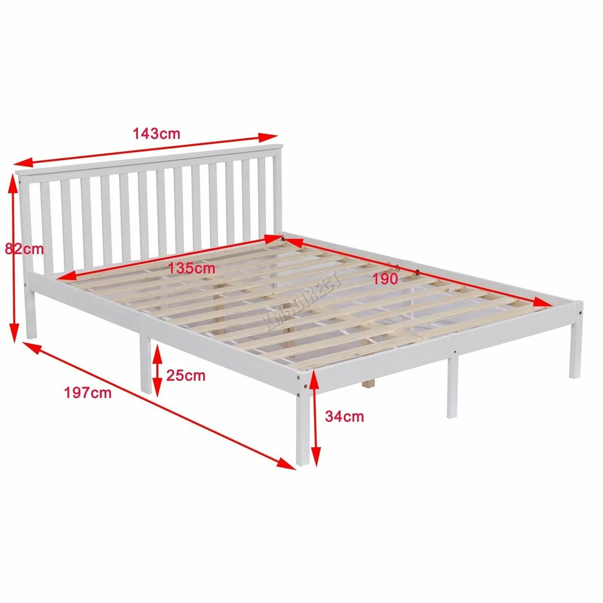 Double Bed Solid Pine Frame Headboard Durable - Image 1