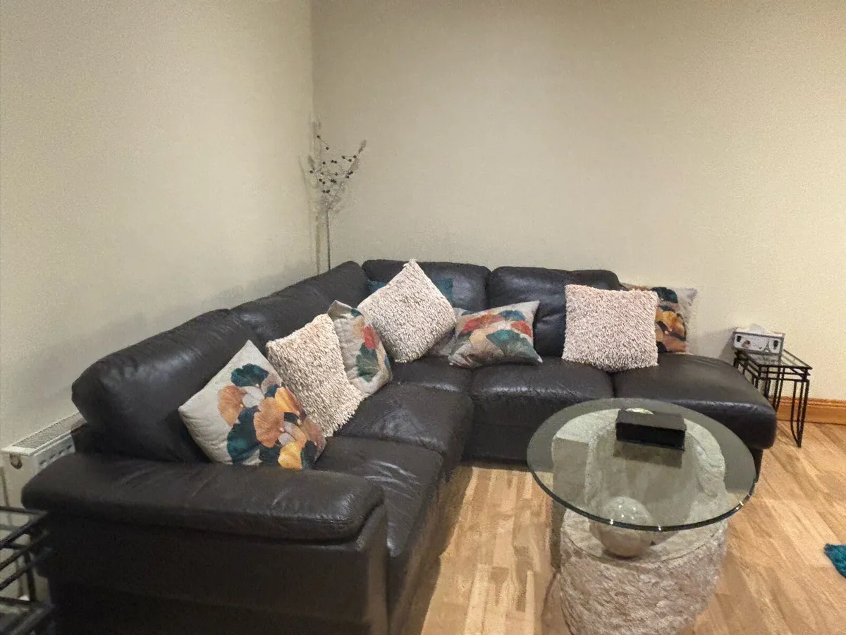 Brown Leather Corner Sofa - Image 4