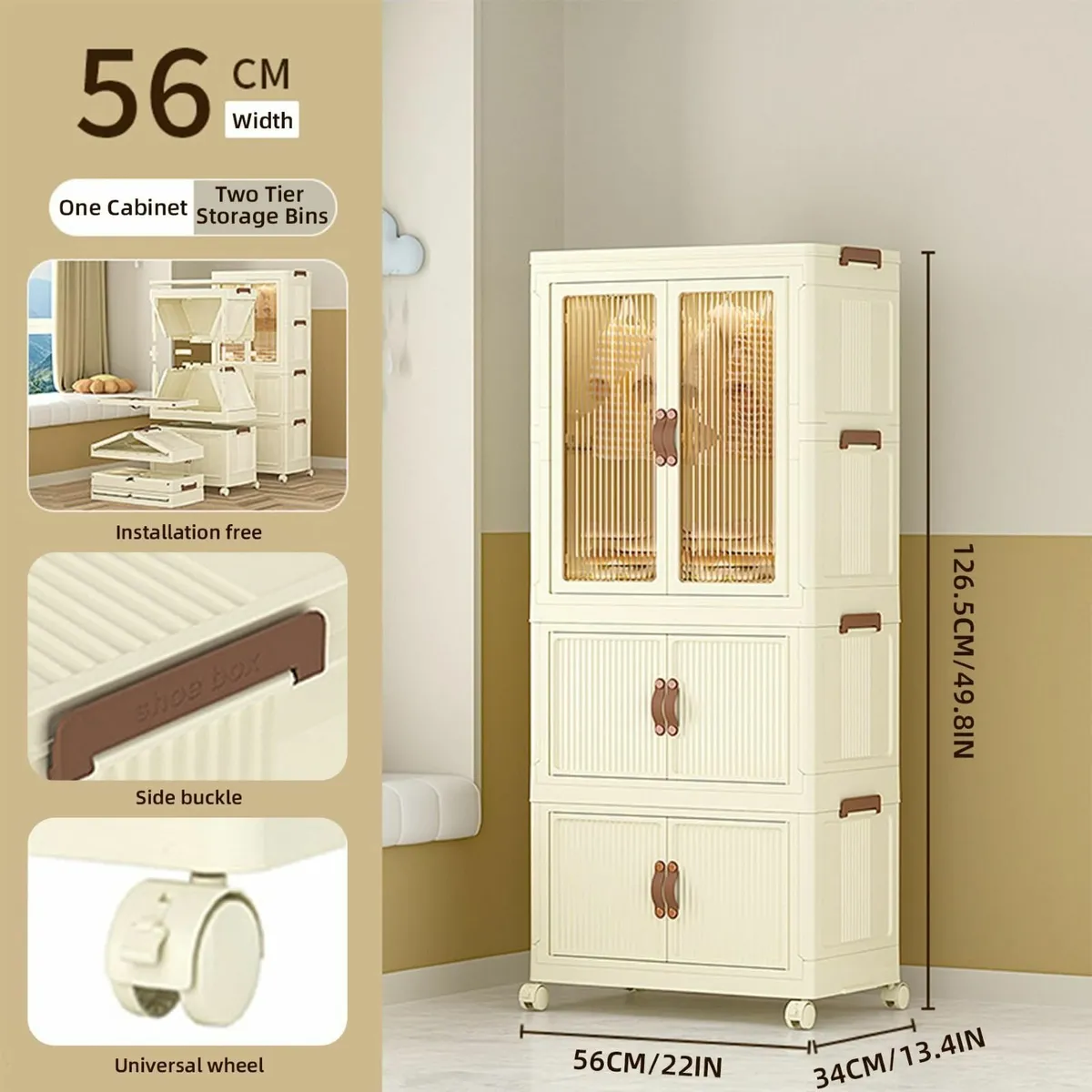 Portable Foldable Closet Wardrobe with Doors 4 - Image 2