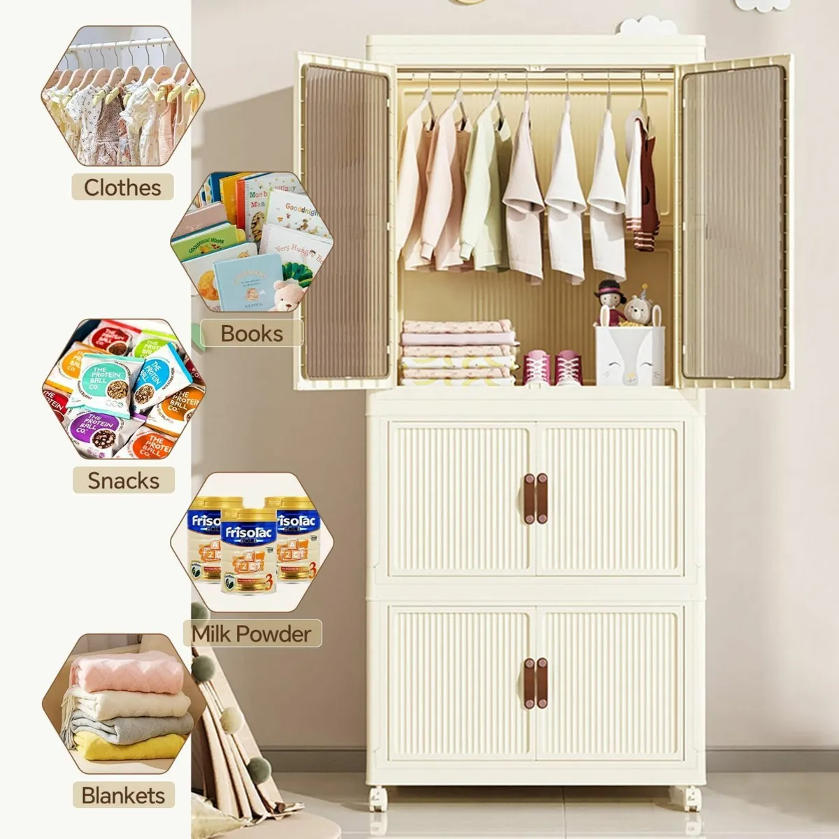 Portable Foldable Closet Wardrobe with Doors 4 - Image 4