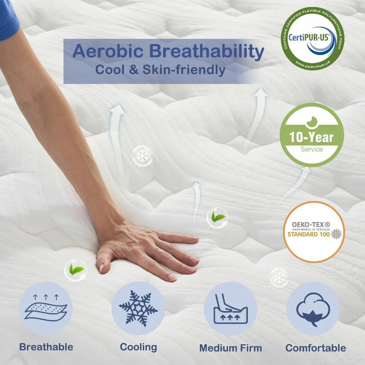 Single Mattress 11 Inch Hybrid 3FT with Breathable - Image 2