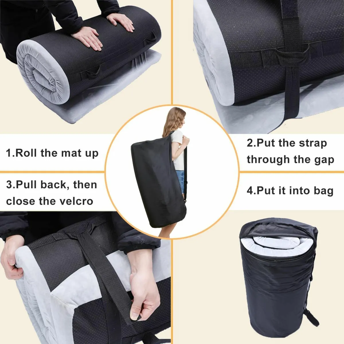 Foam Camping Mattress - Portable Roll Up Sleeping - Image 4