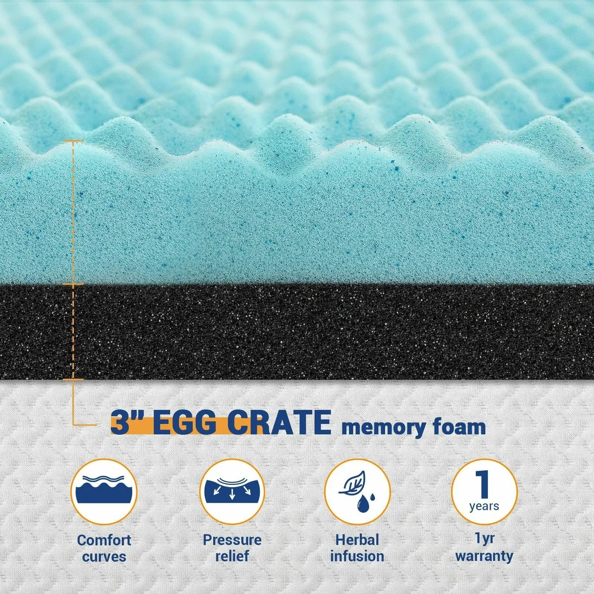 3 Inch Memory Foam Mattress Topper Double - Image 4