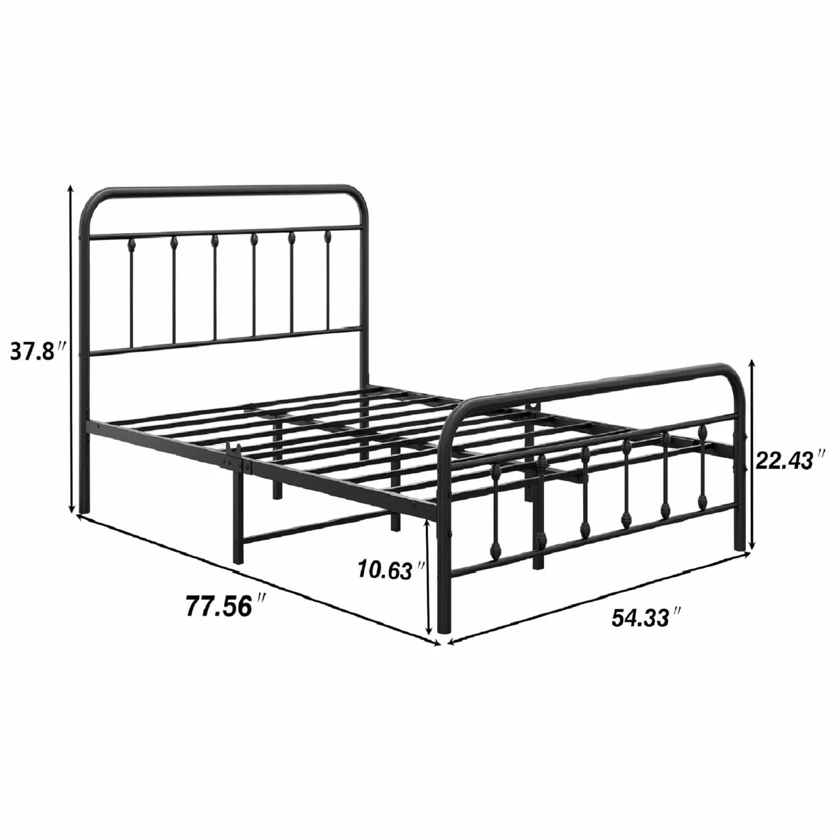 Double Bed Frame with Storage and Headboard Metal - Image 2