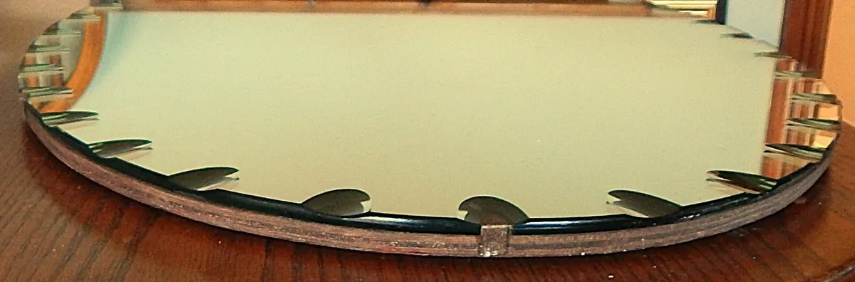 Vintage Oval Scalloped Edge Wall Mirror, c1950s - Image 3