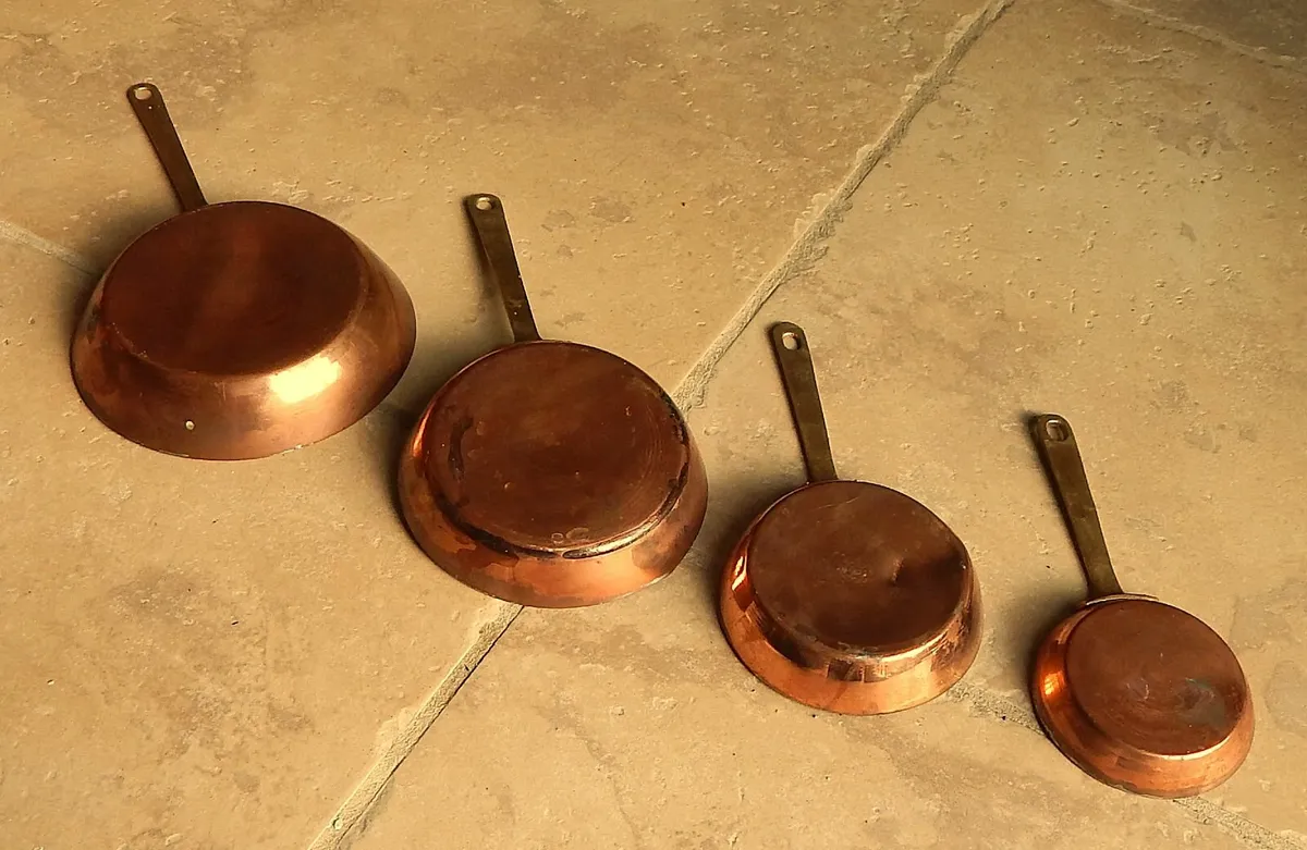 Set of 4 Vintage Small Copper & Brass Pans - Image 3