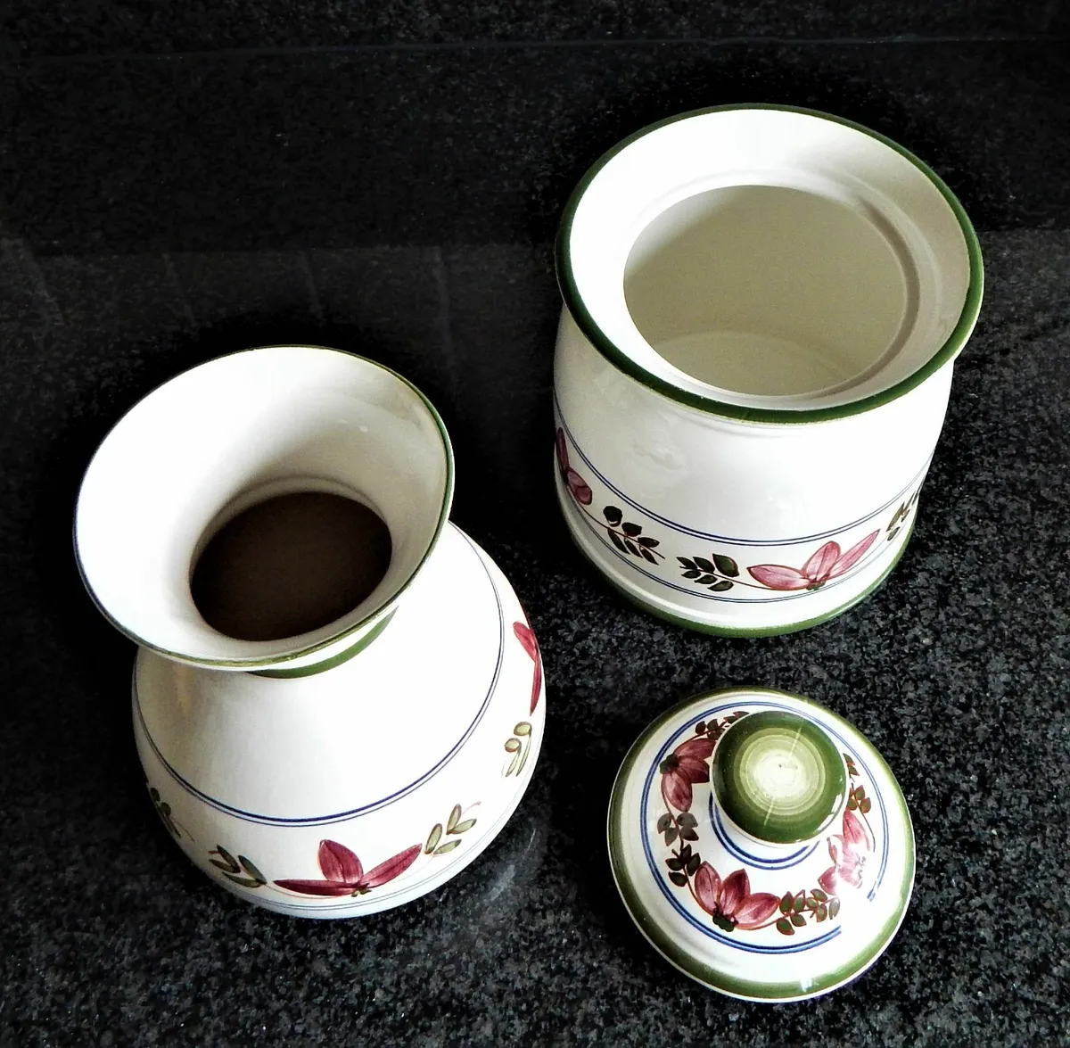 Large Iden Pottery Biscuit Barrel and Vase - Image 3