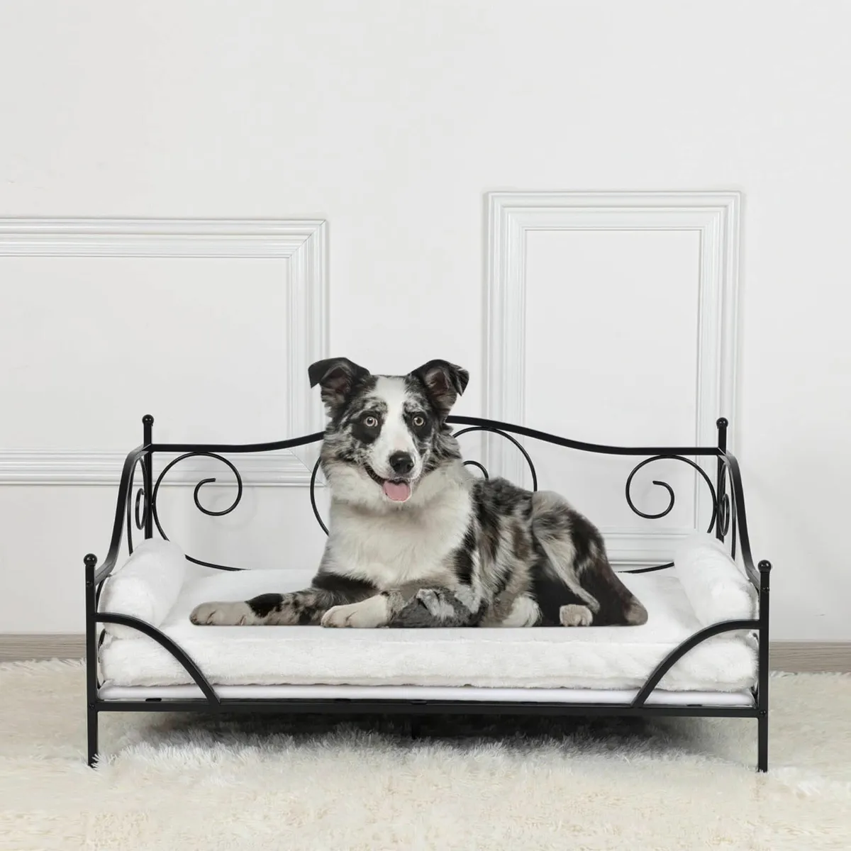 Pet Sofa Bed Metal Frame Dog Couch with Washable - Image 1