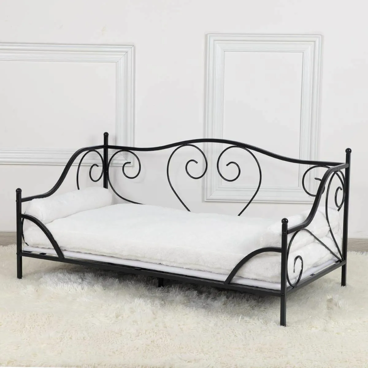 Pet Sofa Bed Metal Frame Dog Couch with Washable - Image 3