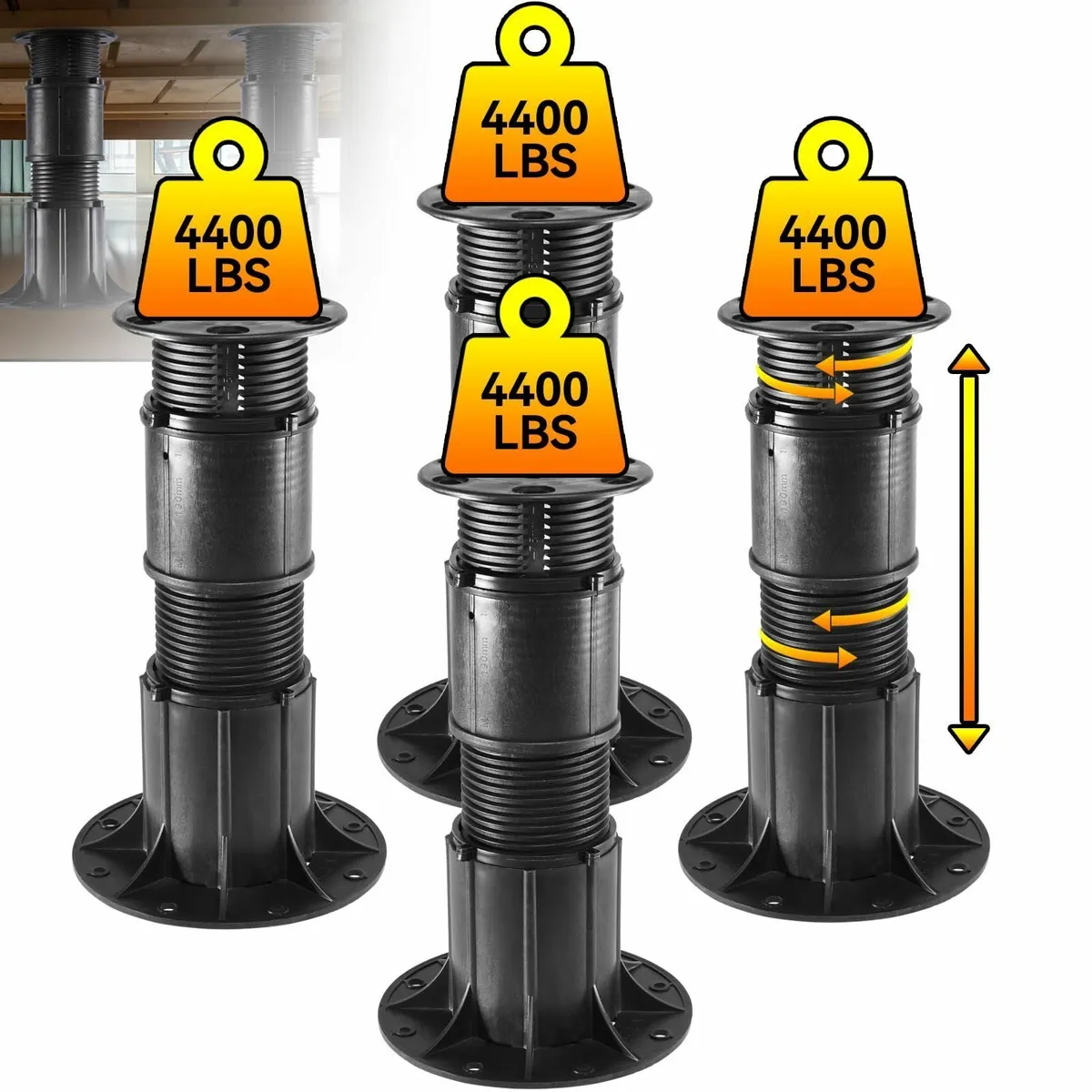 4PCS Adjustable Bed Support Legs 9.5 to13.8 - Image 1