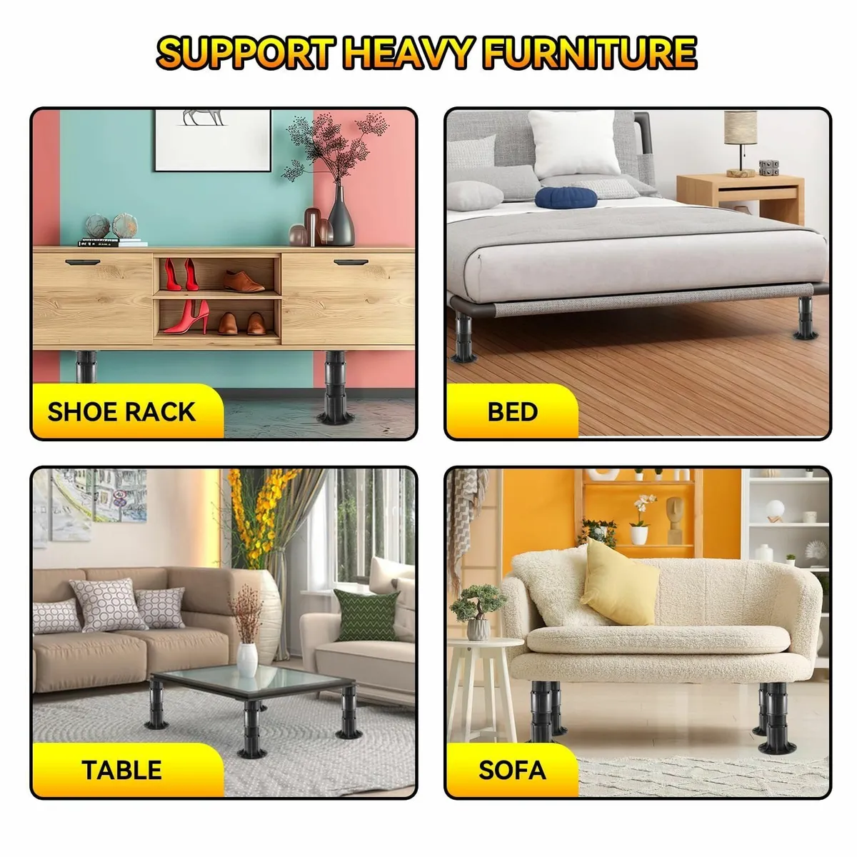 4PCS Adjustable Bed Support Legs 9.5 to13.8 - Image 4