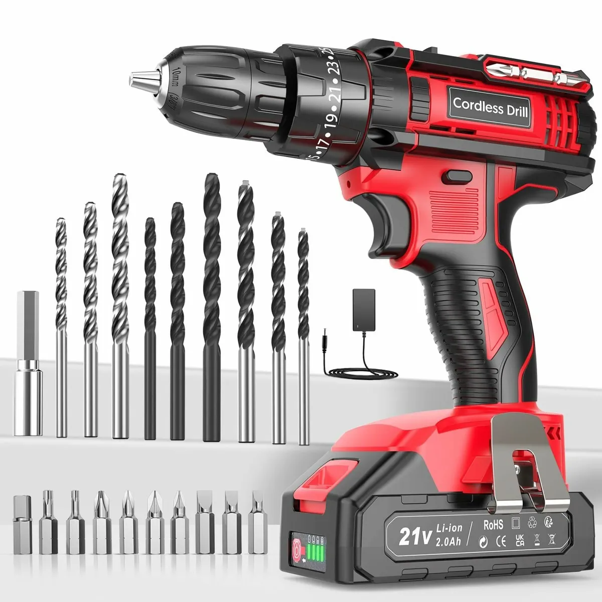 Cordless Drill Driver 21V Hammer with Battery - Image 1