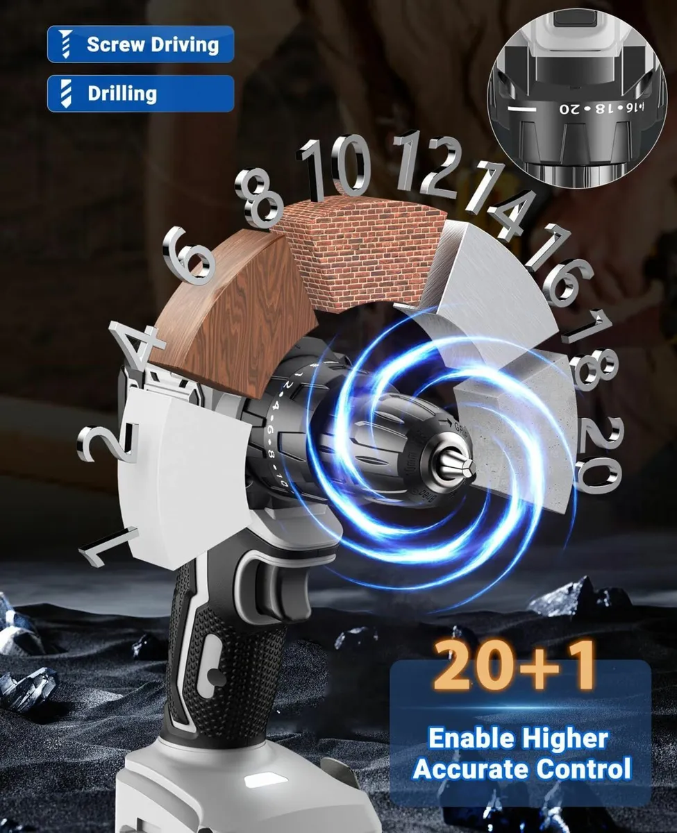 Brushless Cordless Drill Driver 21V 2 Batteries - Image 2