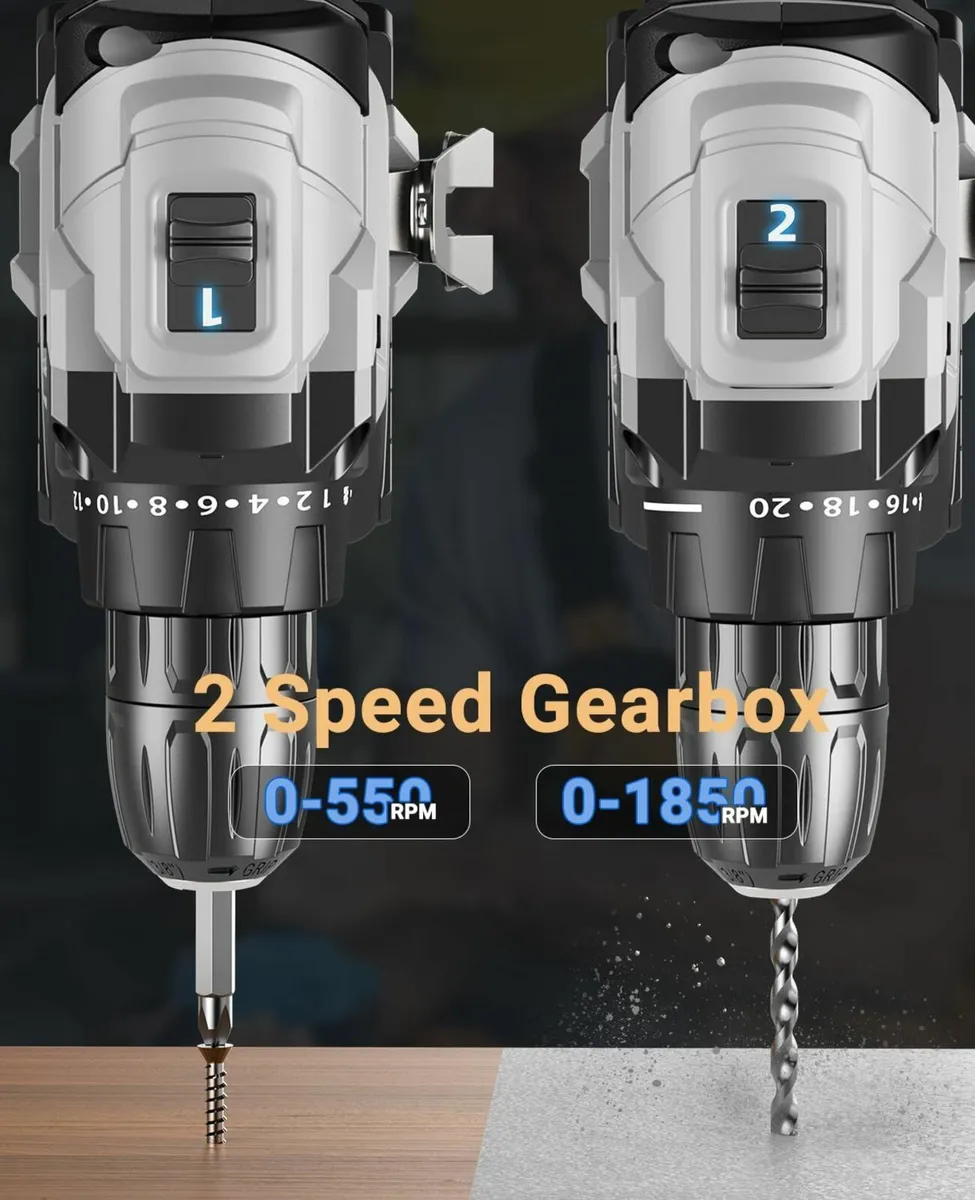 Brushless Cordless Drill Driver 21V 2 Batteries - Image 4