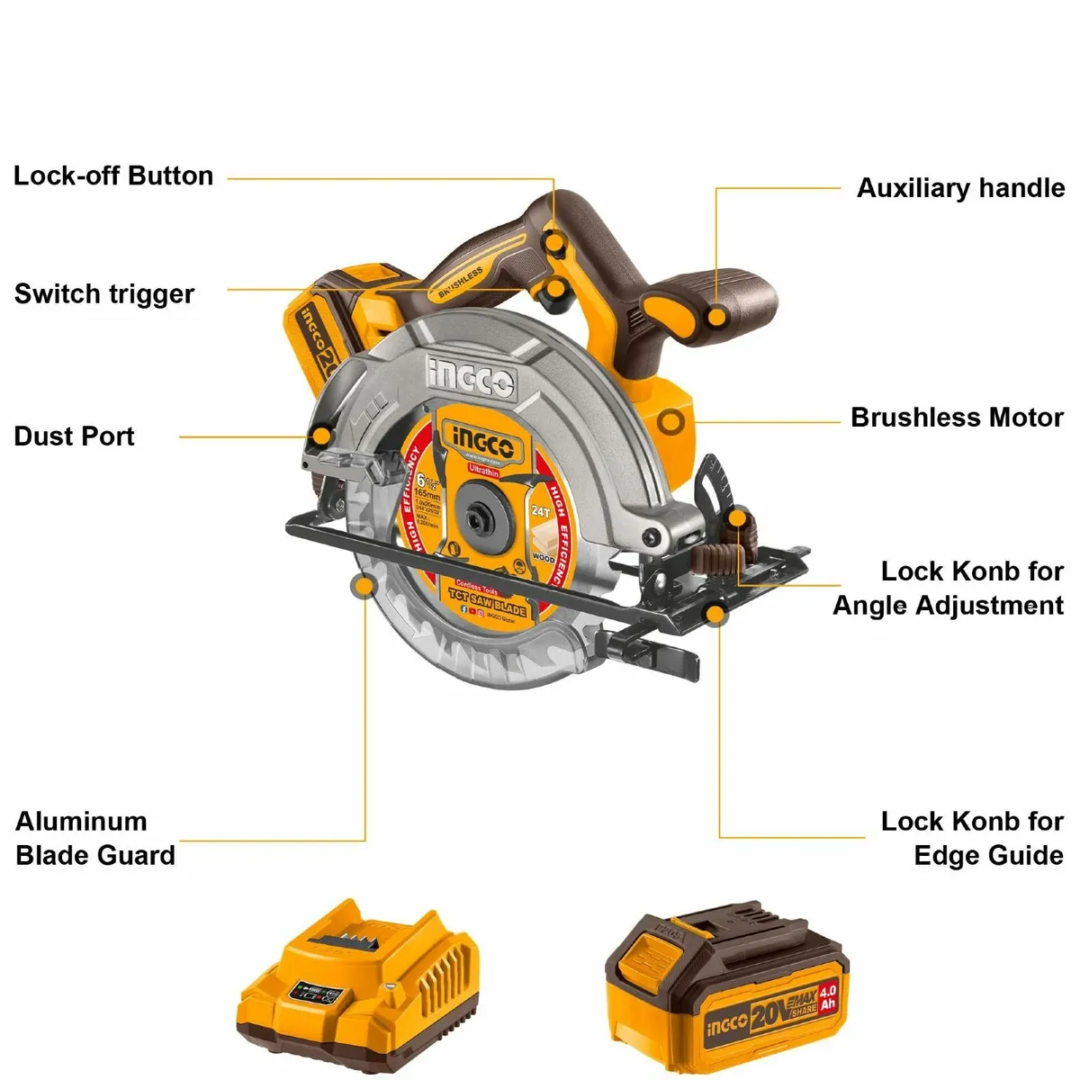 20V Cordless Circular Saw 165mm with Brushless - Image 3