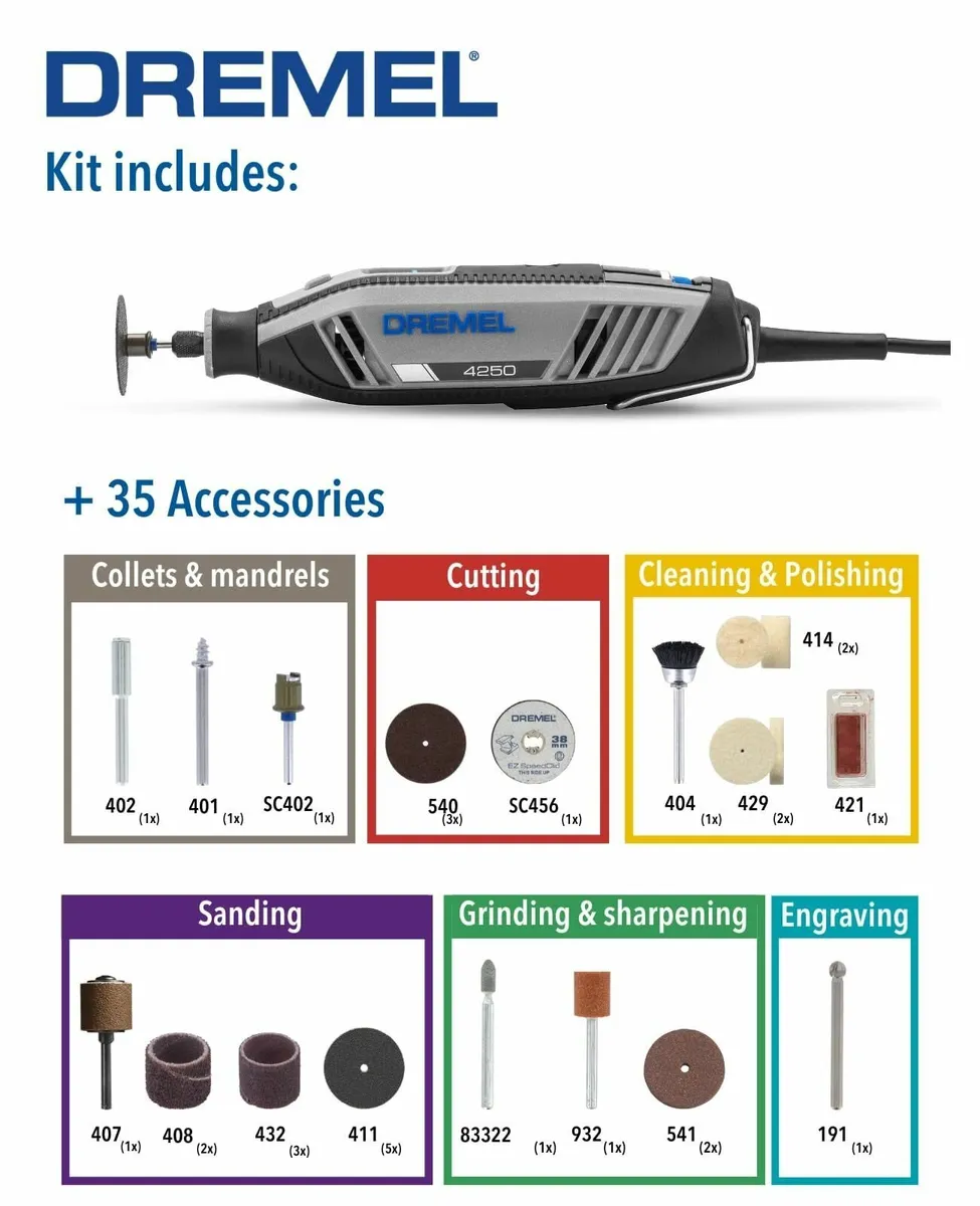 4250 Rotary Tool 175 W Multitool Kit with 35 - Image 2