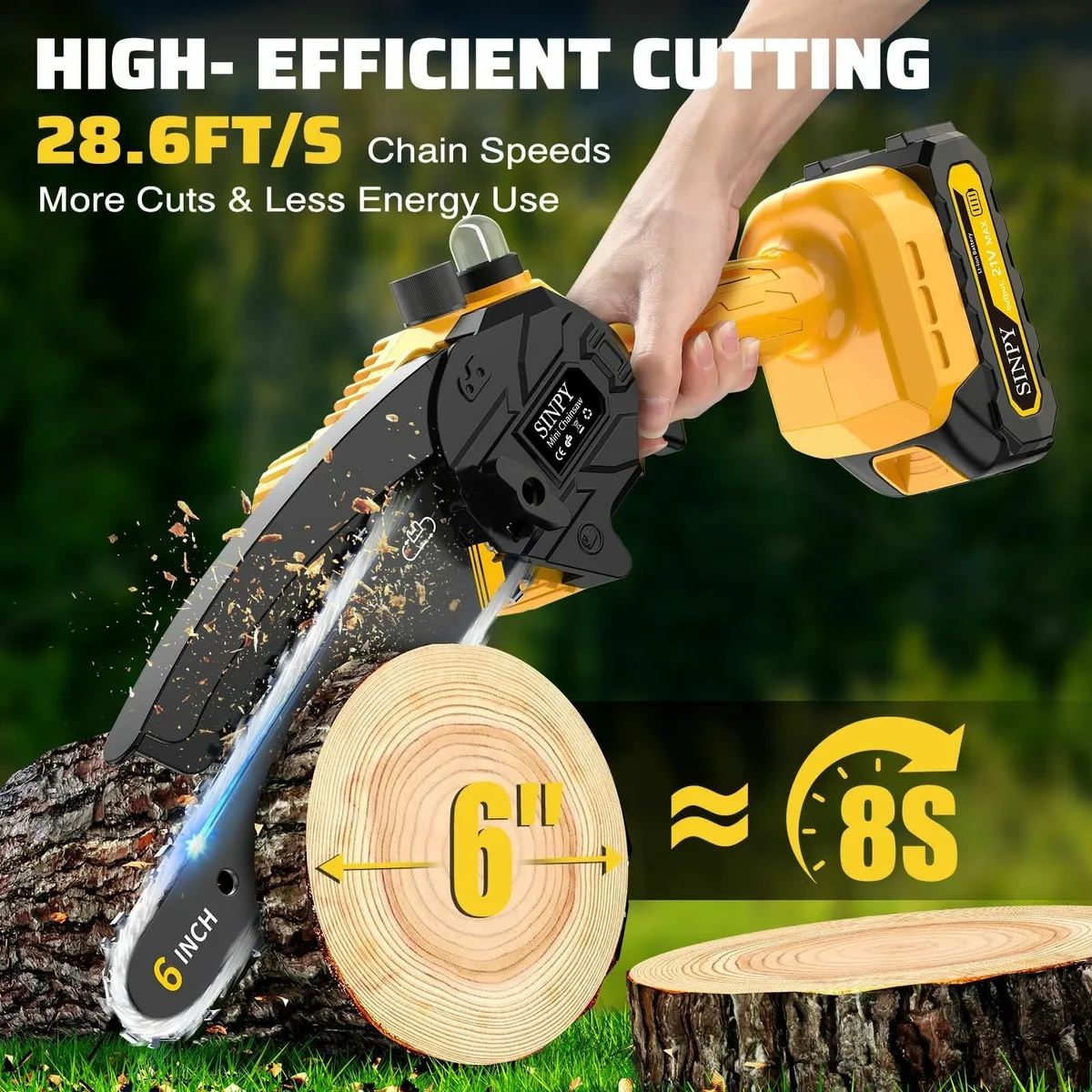 Mini Chainsaw Cordless 6 Inch Electric Power - Image 3