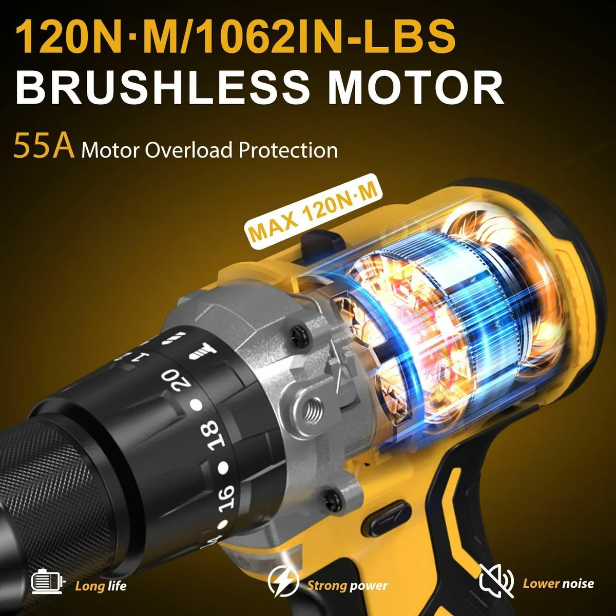 Cordless Hammer Drill 120N·m - 21V 1/2 Brushless - Image 3