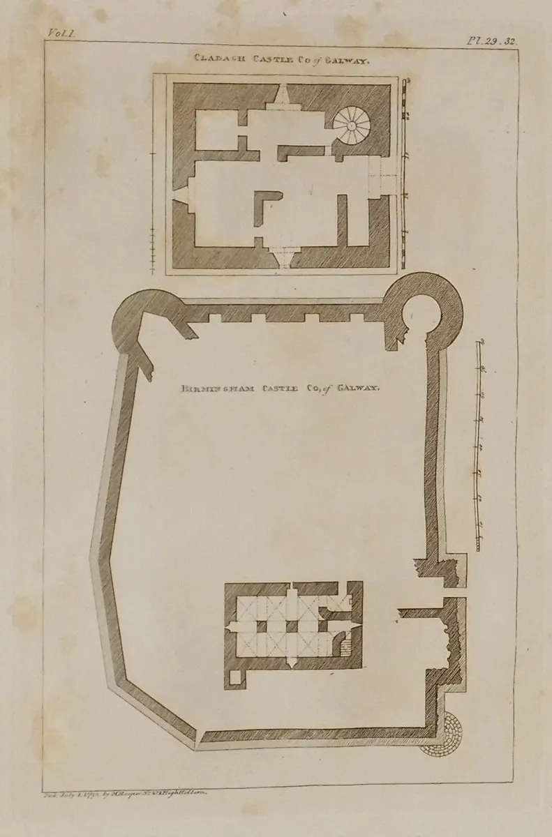 Claddagh Castle Galway Pair Antique Prints - Image 4