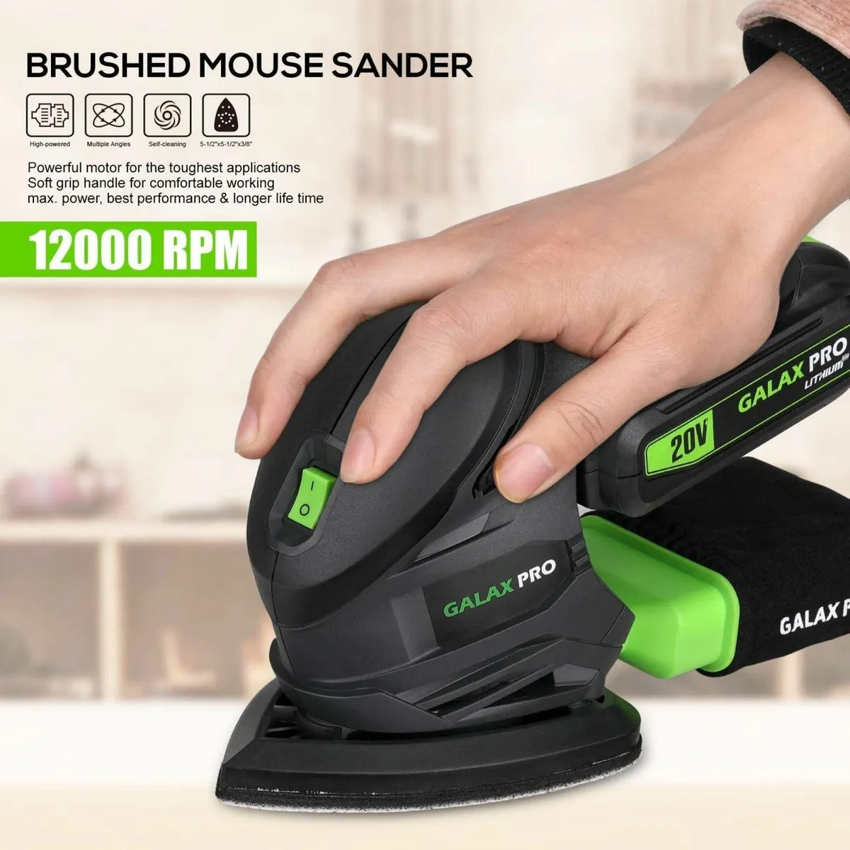 Cordless Sander 20V Detail Sanders 20Pcs Sandpaper - Image 3