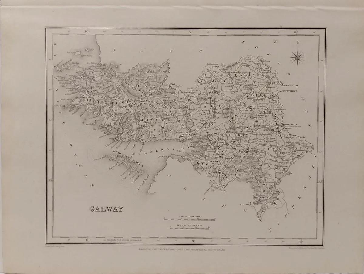 Galway 1837 Antique Map Including Baronies - Image 2