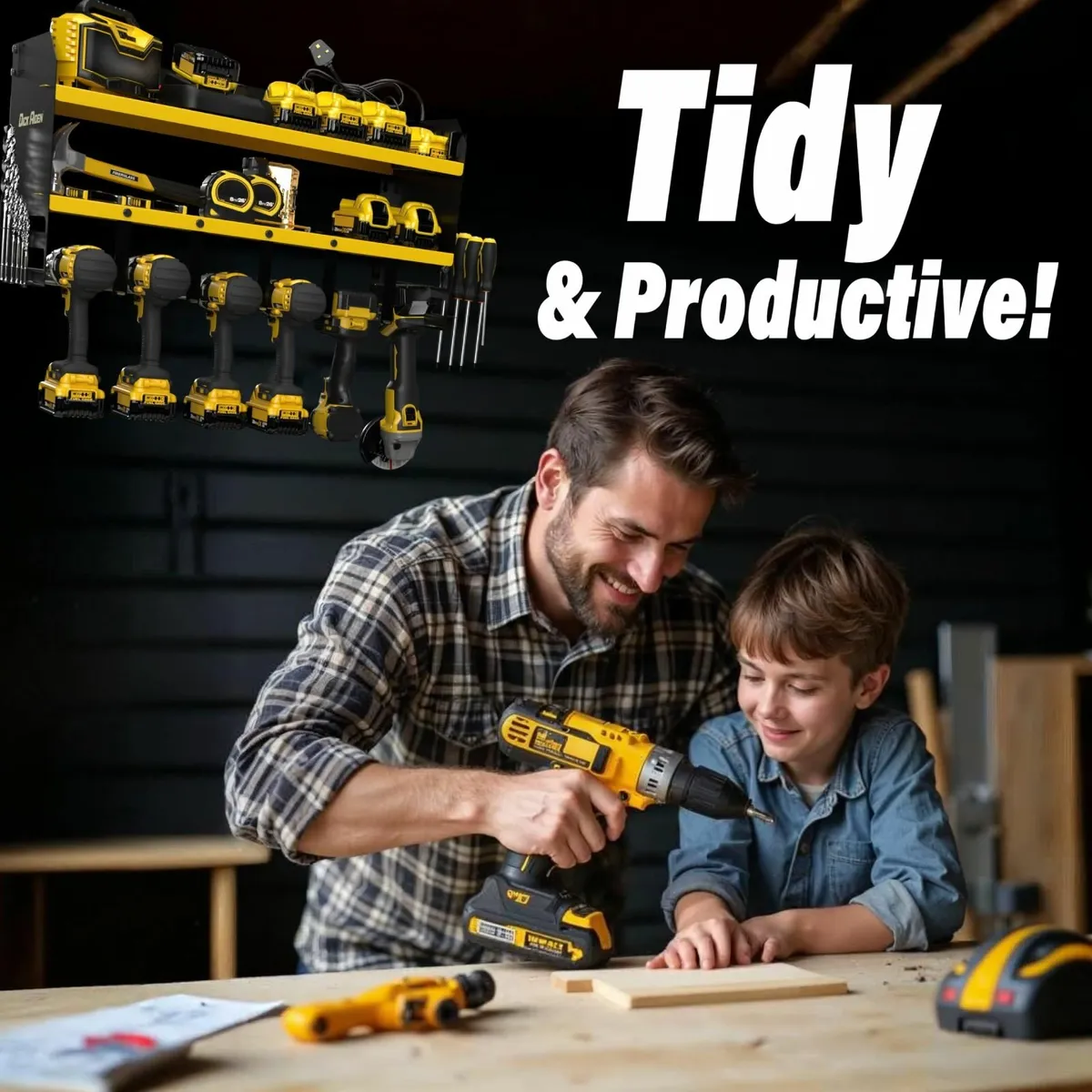 Power Tool Organiser Storage Rack with Strip - Image 2