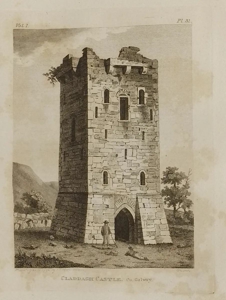 Claddagh Castle Galway Pair Antique Prints - Image 1