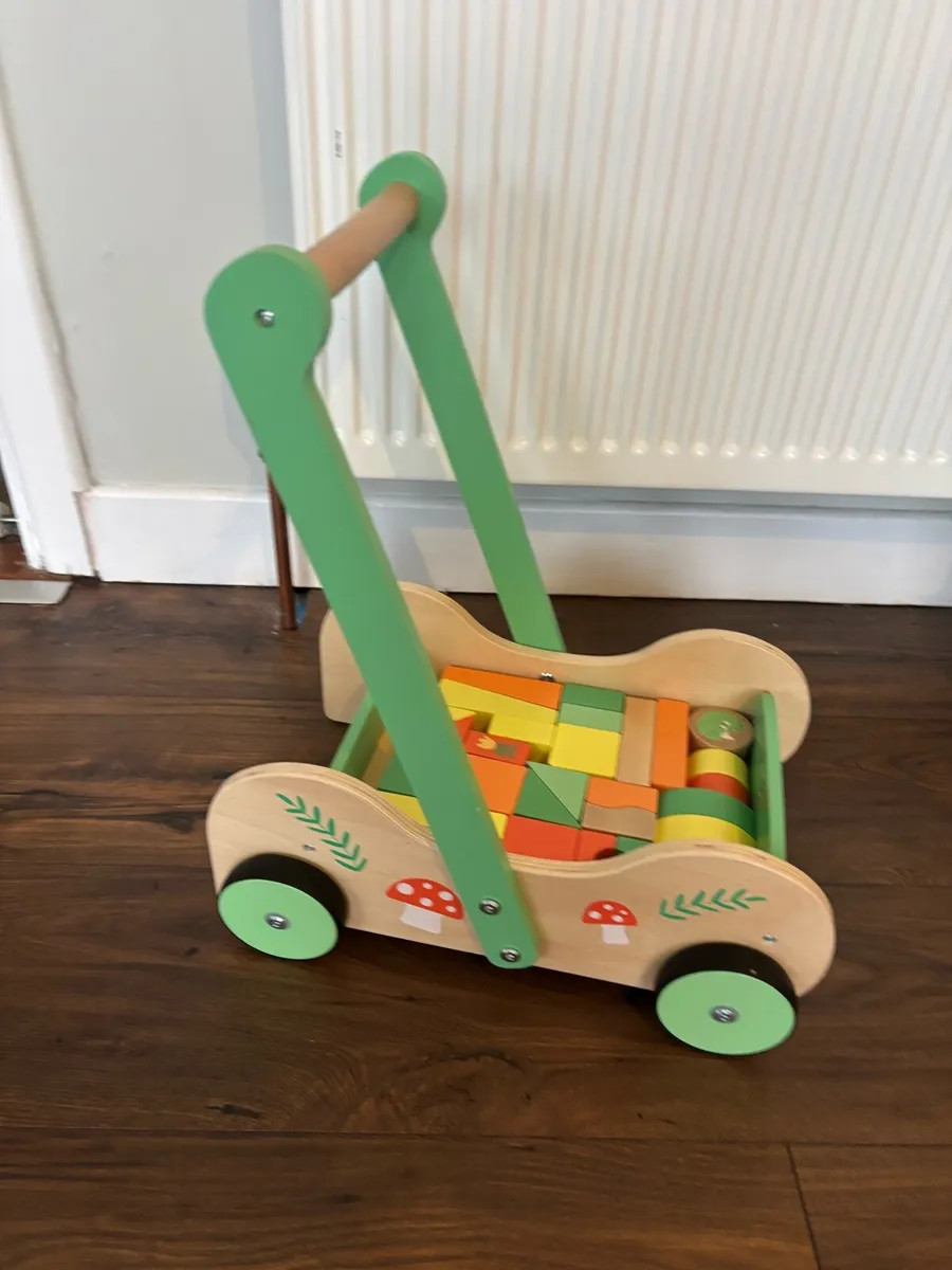 Wooden Toy Wagon and block set - Image 1