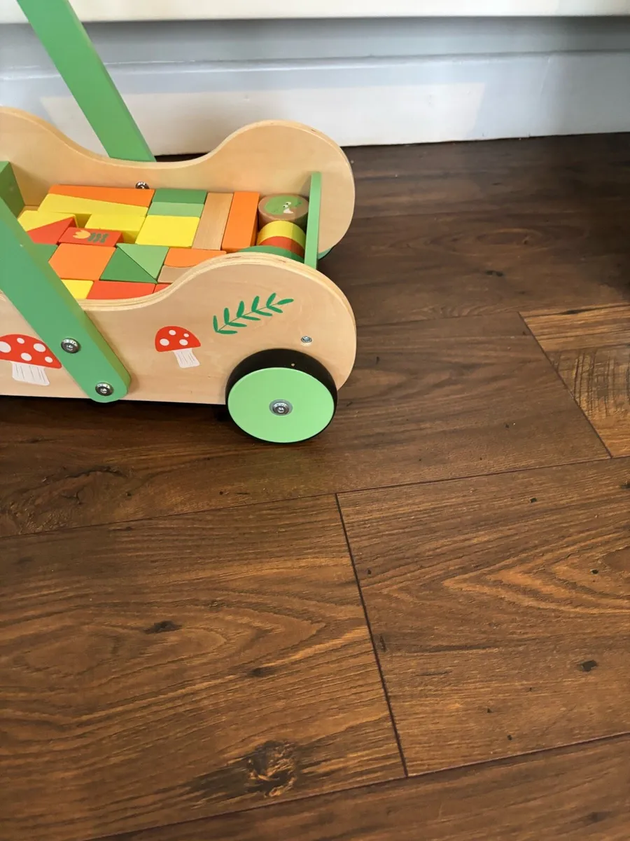 Wooden Toy Wagon and block set - Image 2