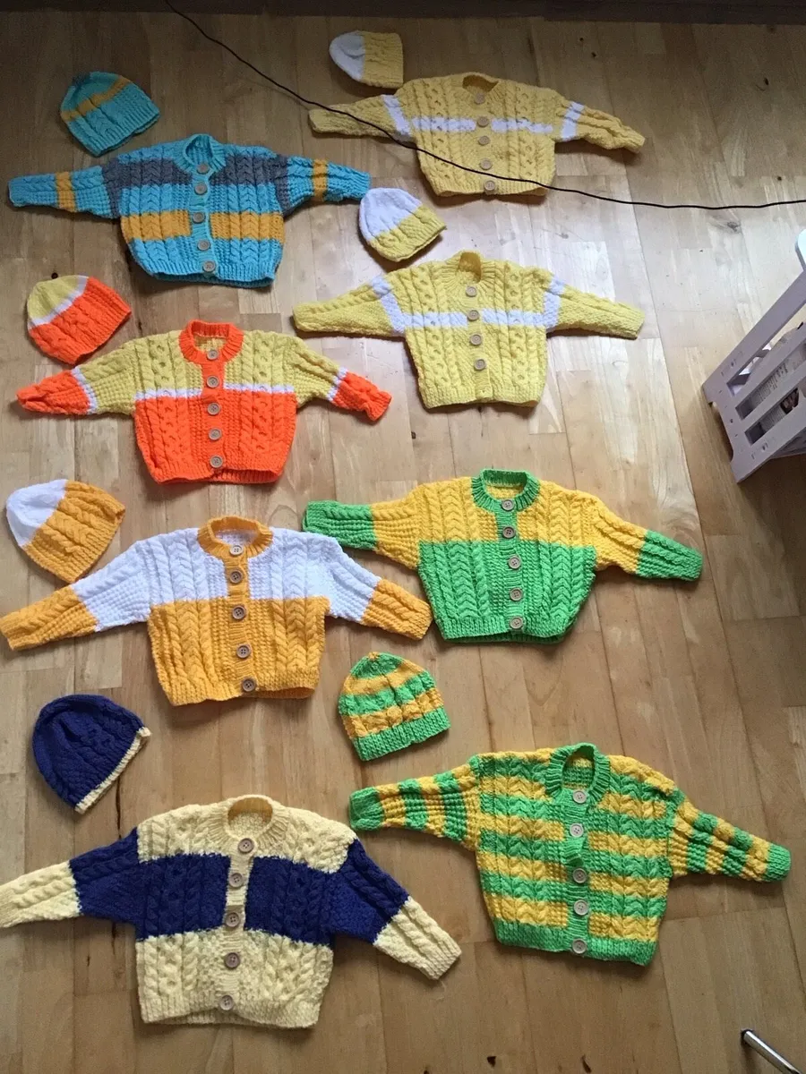 Hand knitted brand Baby cardigan and hat sets - Image 4