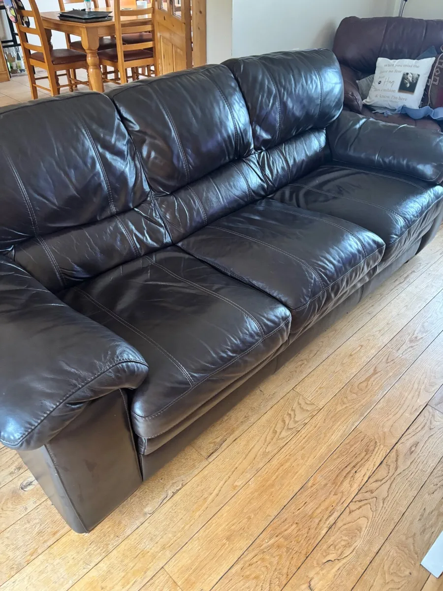 Dark Brown Leather Sofa - Image 4