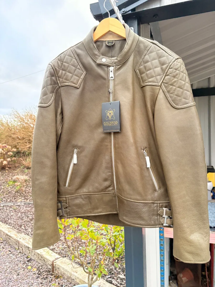 Goldtop Cafe Racer Leather Jacket - Image 1