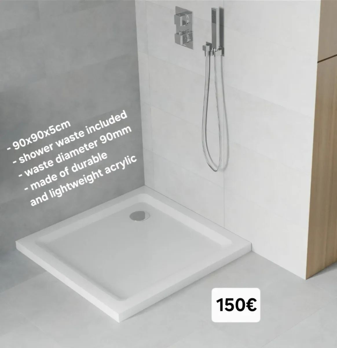 Shower Tray 900x900mm - Image 3