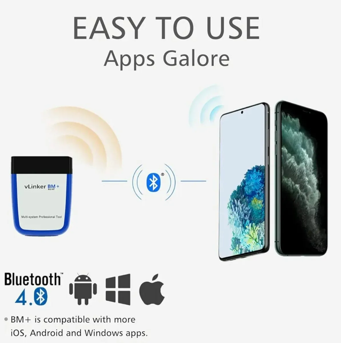 VLINKER BM+ Bluetooth OBD2 Code Reader for BMW/Min - Image 2