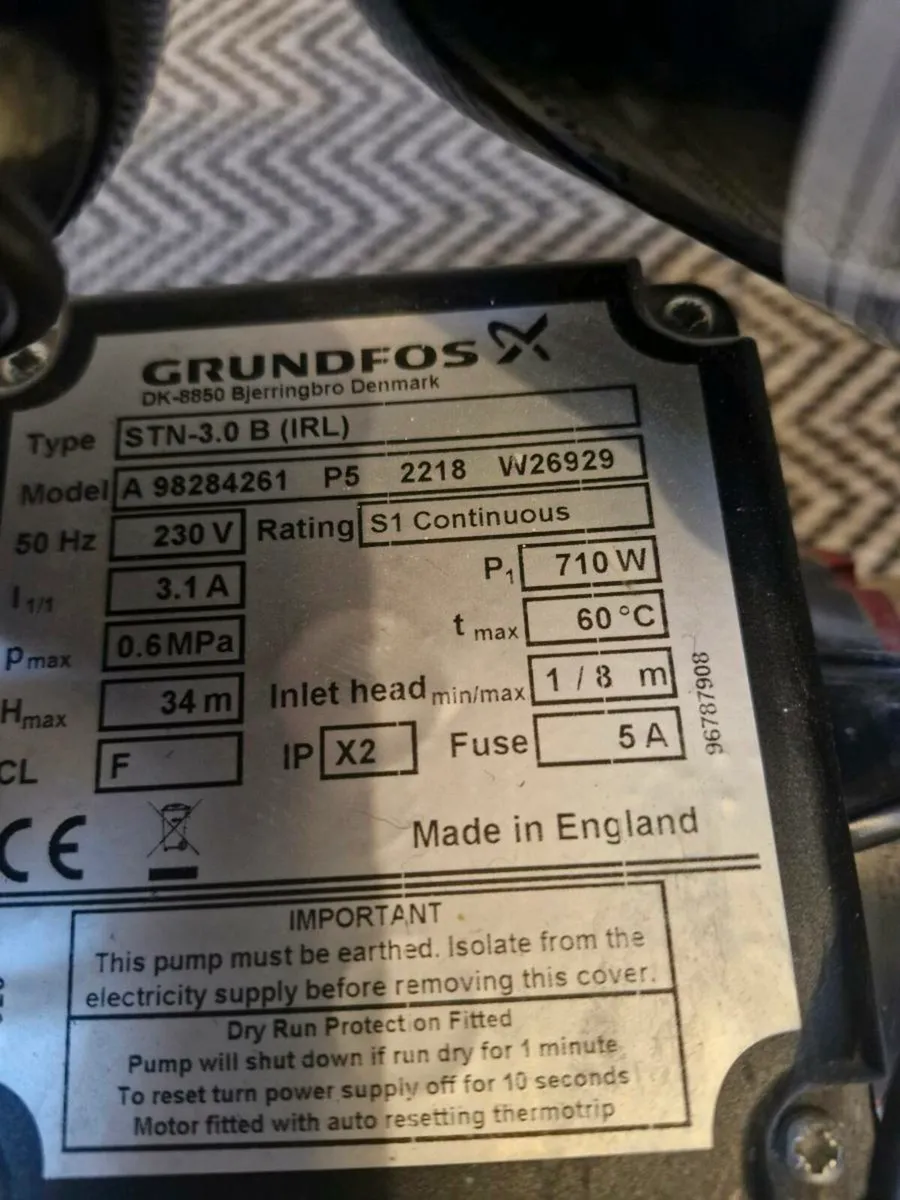 Grundfos Amazon Negative Twin Brass Shower Pump (S - Image 3