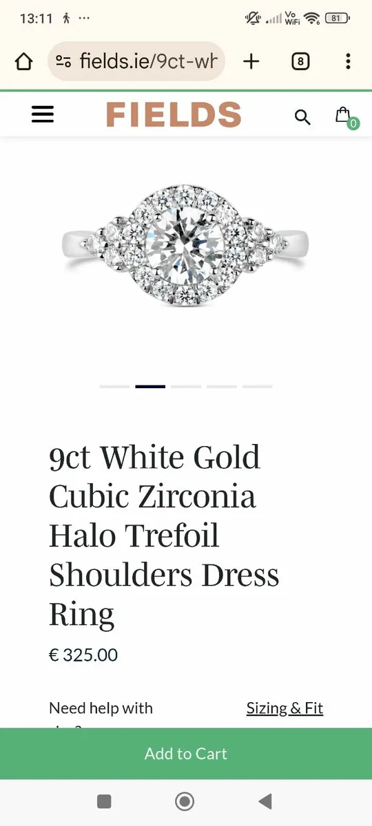 9 CT White Gold ring size is O or P - Image 2