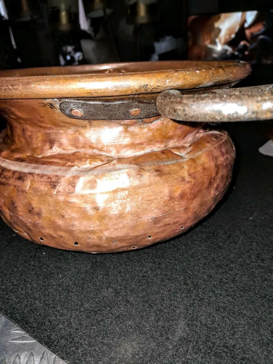 Large 19th century copper colander 40cm - Image 3