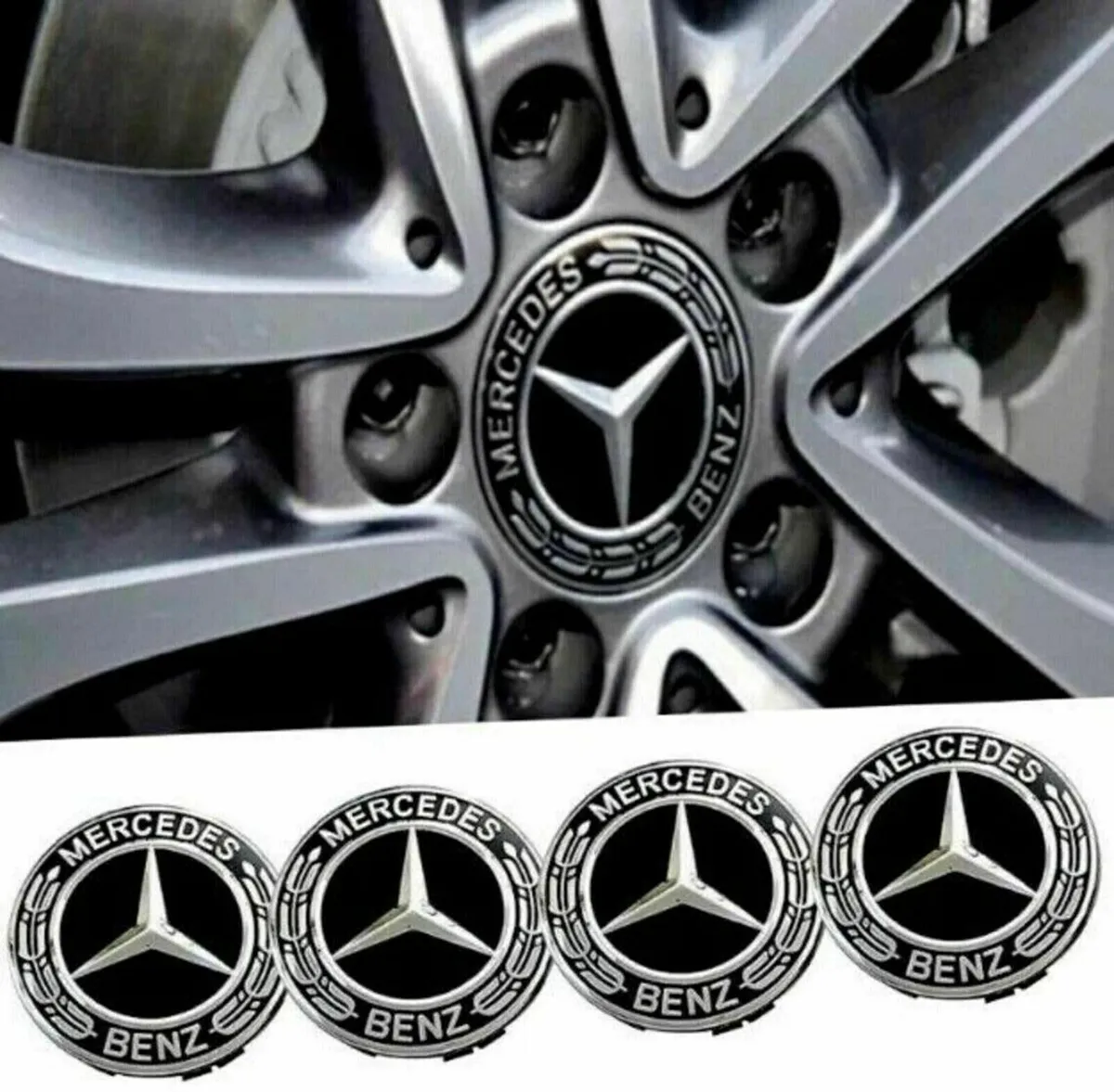 Mercedes Centre Caps (Black) FREE POST - Image 2