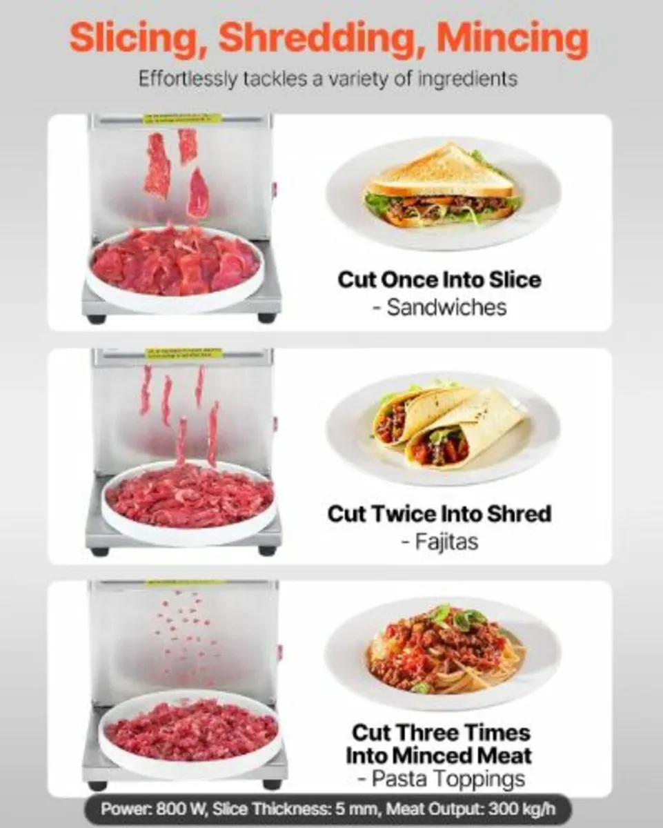 Meat Cutter Machine, 850W Meat Slicer, 551 lb/h - Image 2