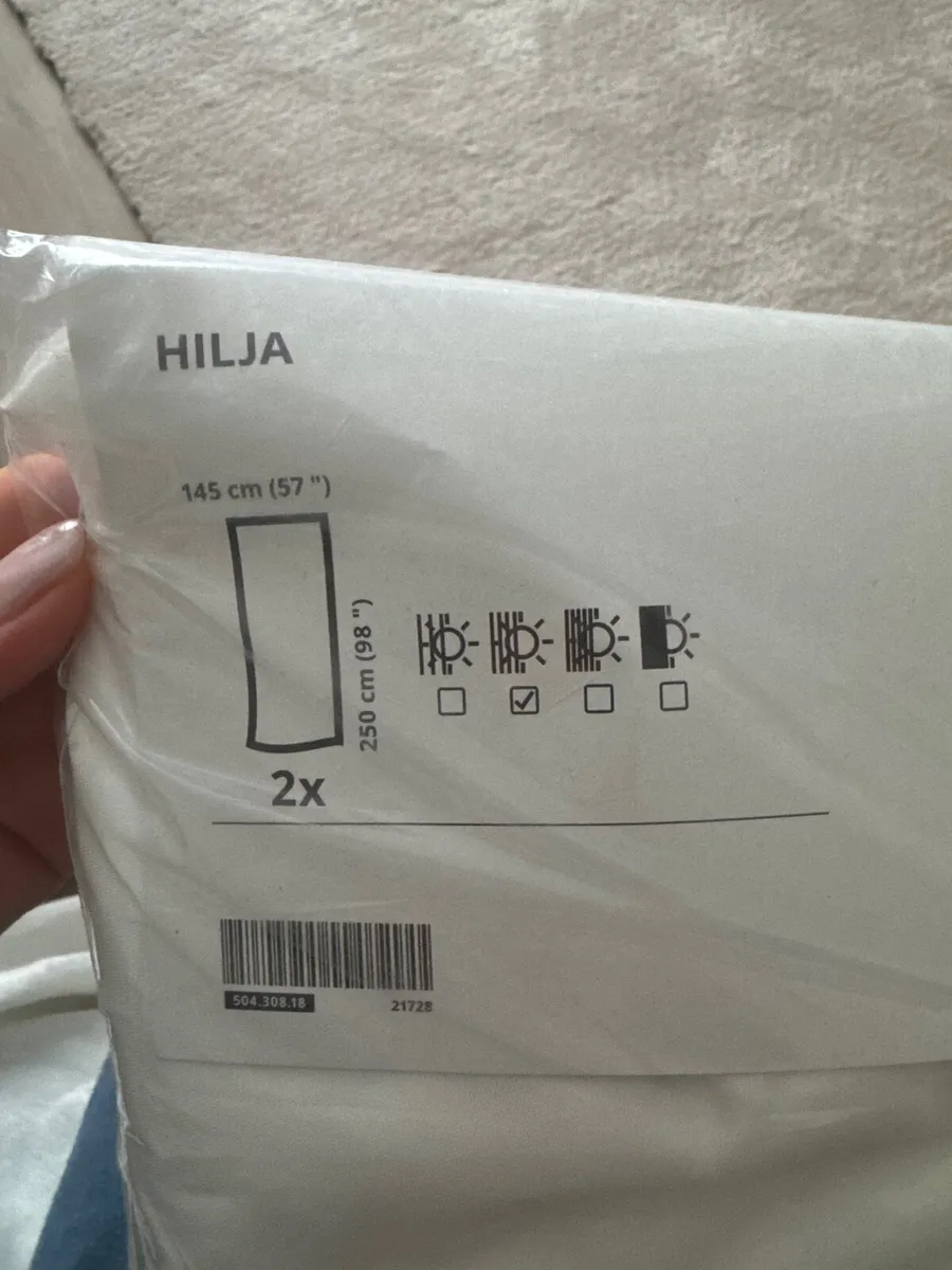 Vidga single tack rail x2 & Hilja curtain & hooks - Image 1