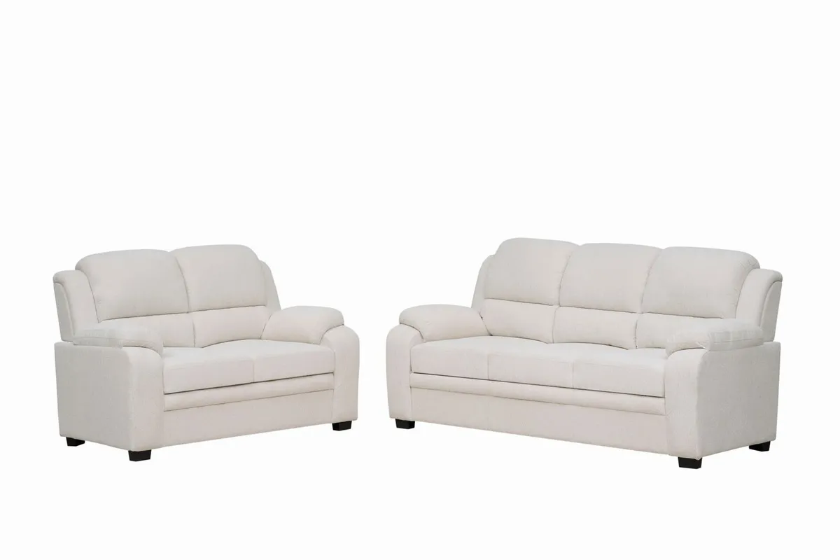 Jan Sale! 3+2 Grey & Cream Fabric Sofa Set - Image 4