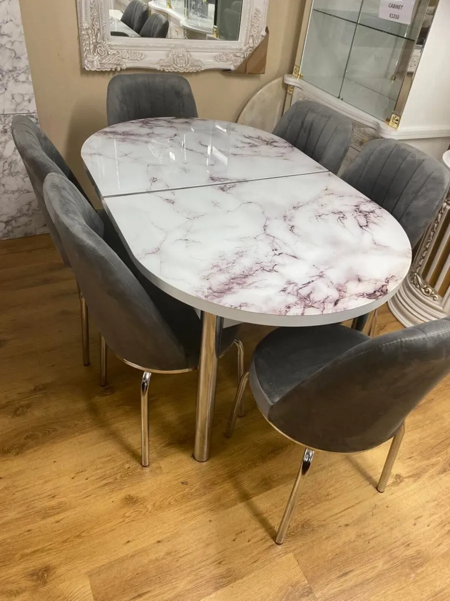 Extendable Kitchen Dining Table With 6 Chairs - Image 2