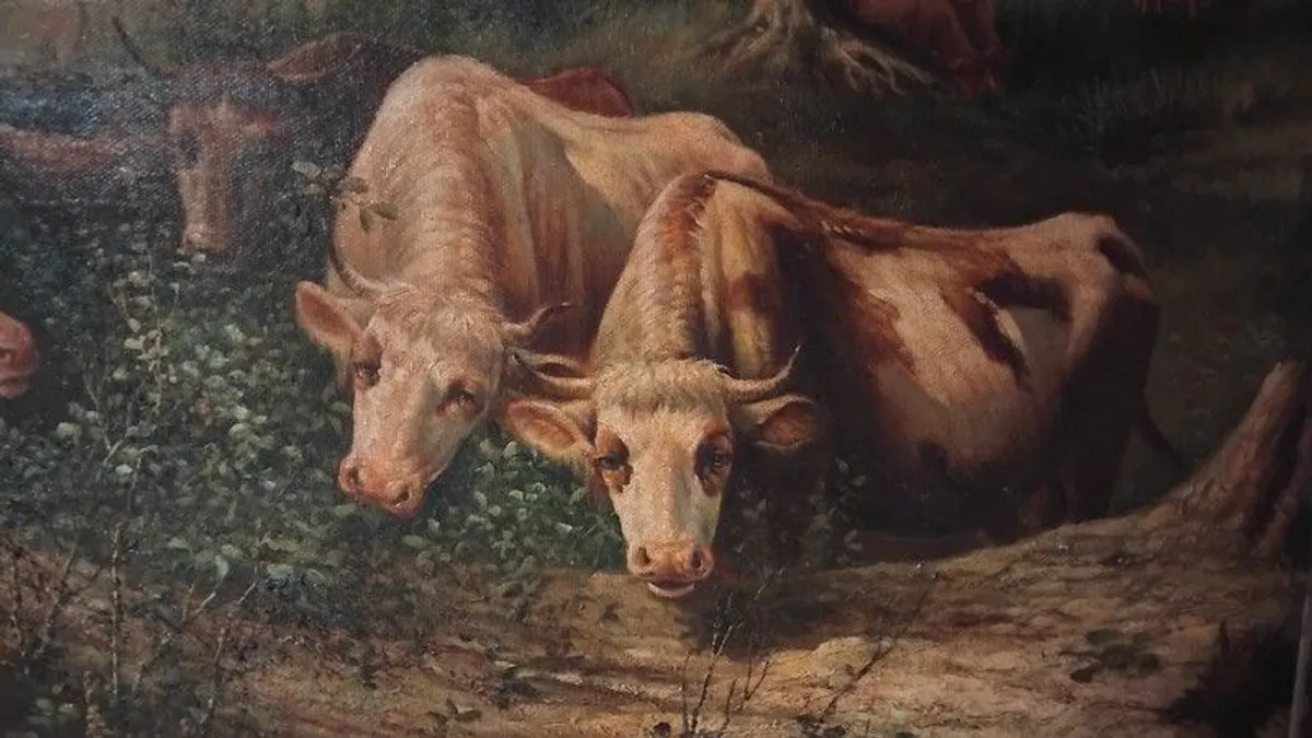 antique large original oil on board. - Image 2