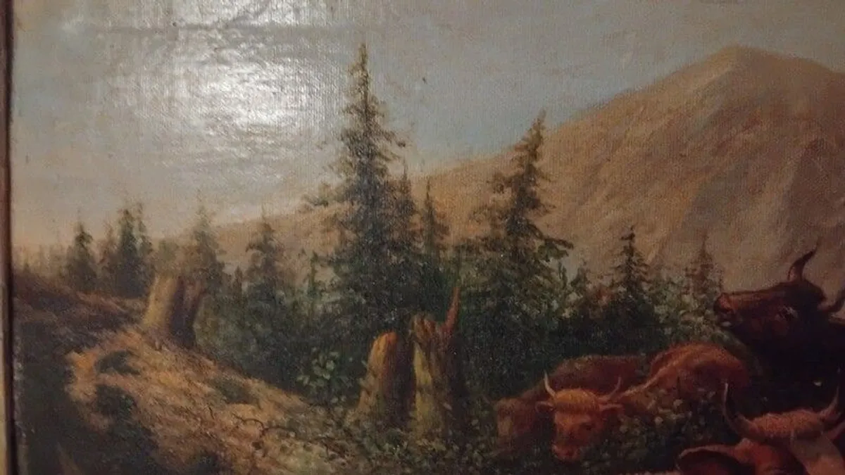 antique large original oil on board. - Image 3