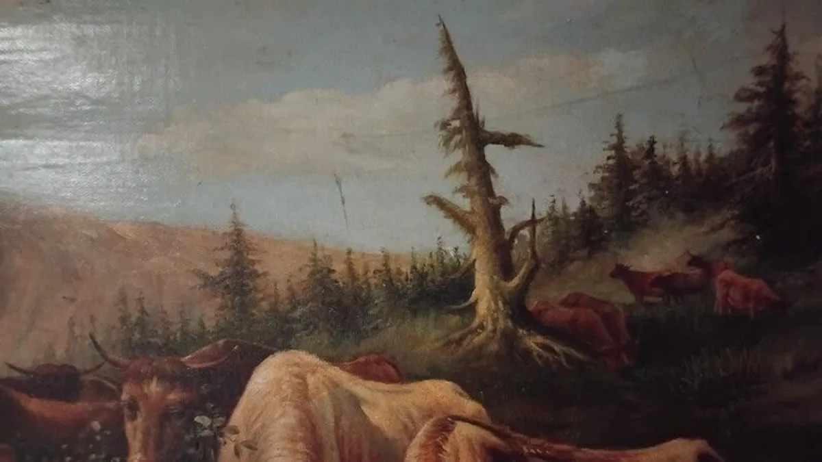 antique large original oil on board. - Image 4