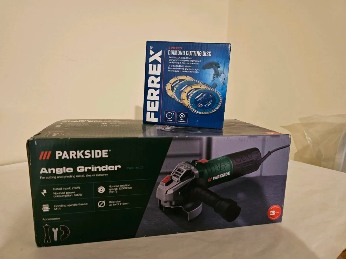 Parkside Angle Grinder 115mm Brand New (Boxed) - Image 2