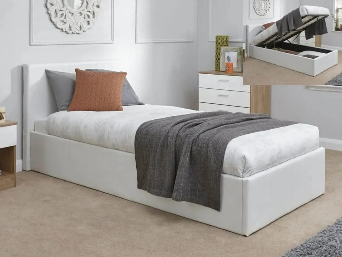 Single Leather Ottoman Storage Beds - Image 1